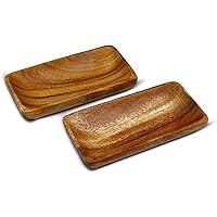 Acacia Handmade Wood Carved Plates - Set of 2 Calabash Bowls Size 6