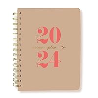 Graphique 2024 Spiral Vegan Leather Planner | 18 Month Organizer July 2023-Dec. 2024 | Weekly & Monthly Spreads | To-Do & Note List | Reference Tabs | Reminder Stickers | Typographic | 6 x 8