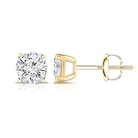 0.15 to 0.25 Carat Lab Grown Diamond Round Stud Earrings in 14k Gold (G-H, SI2-I1, cttw) 4-Prong Basket Screw Back by Diamond Wish