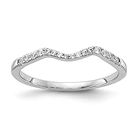 Solid 14k White Gold 1/8 carat Diamond Contoured Complete Wedding Ring Band Available in Sizes 5 to 9 (Band Width: 1.5 to 2.7 mm)