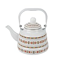 Loose Leaf Teapot with Infuser in Gift Box, Porcelain, Enamel White Rhombus Ancient Clock Pot Camping Teapot Coffee Teapot Outdoor Induction Kettle Kitchen Teapot（1.1L/1.7/2.5L） (Color : Blue, Size