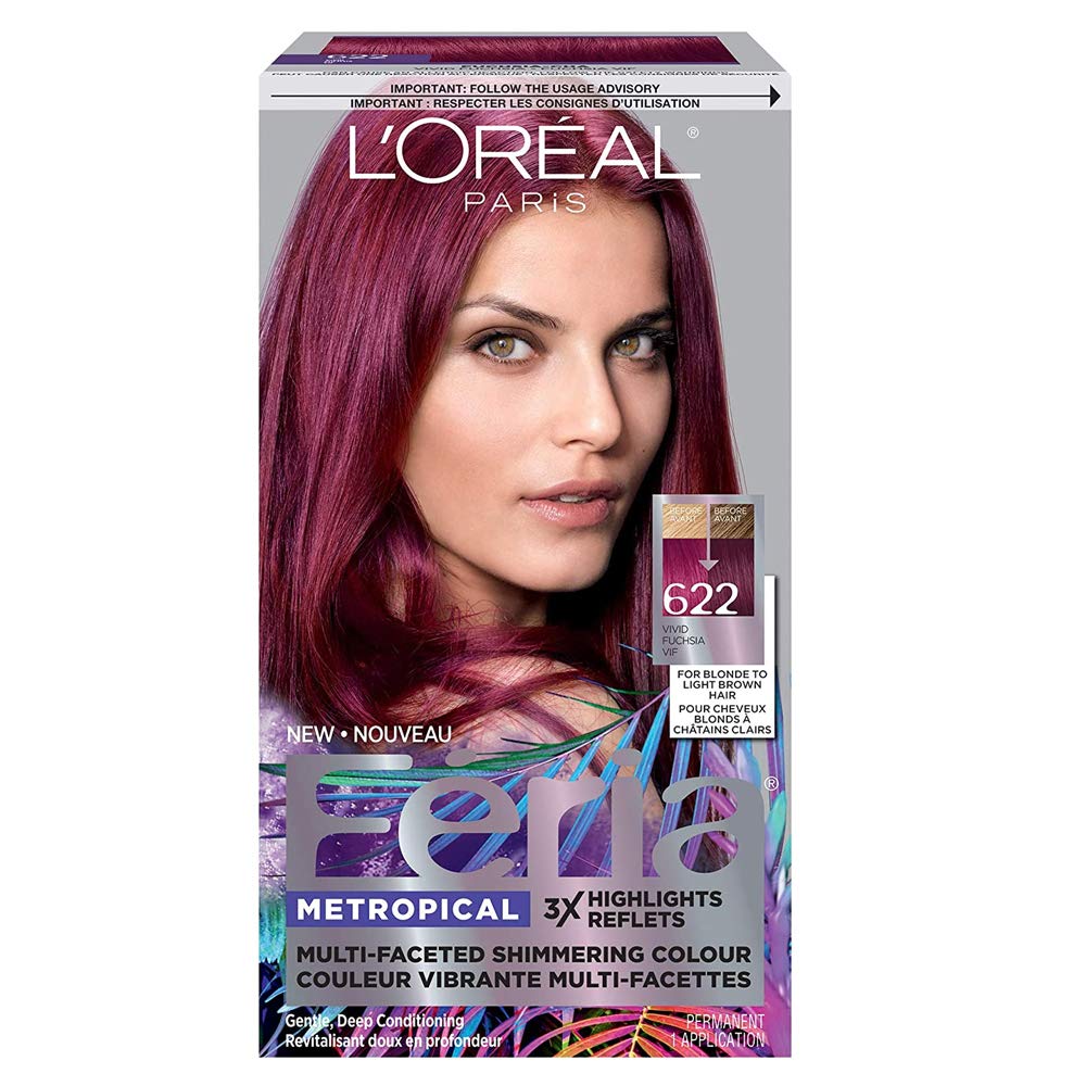 L’Oréal Paris Feria Multi-Faceted Shimmering Permanent Hair Color, 622 Fuchsia-cha