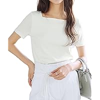 Kobe Lettuce C3654 Non-See-through T-Shirt, Double Layered Front, Short Sleeve, Top, Cut and Sewn, Summer Clothing, Spring Clothing, Simple, Rib T-Shirt