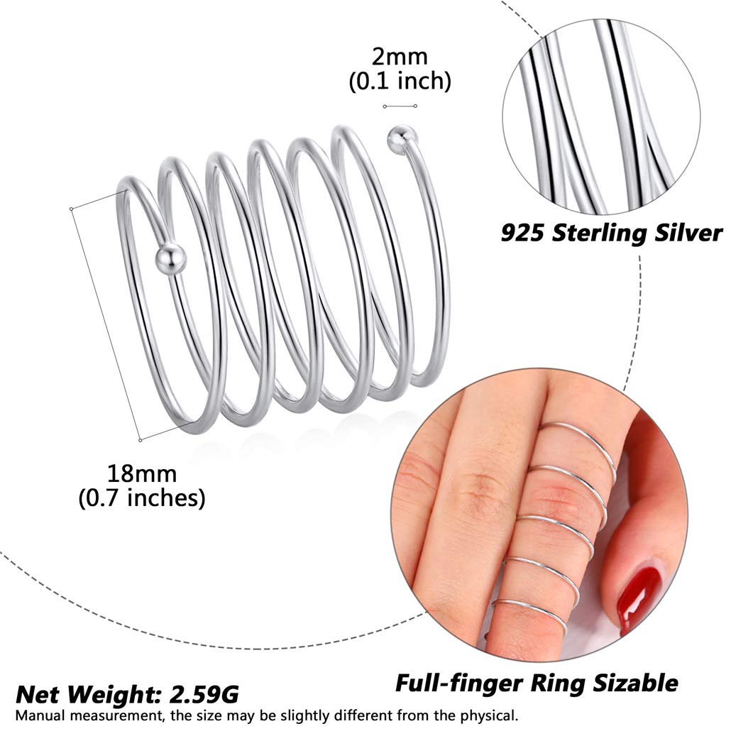 Silvora Sterling Silver Stackable Knuckle Ring, 5MM/10MM/15MM Toe Finger Open Band Ring for Women Men Girls Minimalist Jewelry Personalized Custom Rings Xmas Decorations(Send Gift Box)