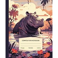 Composition Notebook Wide Ruled: Hippo in an African River | Perfect for School, College or Office | 110 pages | 7.5x9.25in