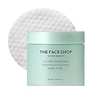 The Face Shop Tea Tree Toner Pads - Improve Uneven Skin Tone, Pore Minimizer - Exfoliating Dual Sided Toner Pad - AHA, BHA, PHA, Hyaluronic Acid - Cotton Facial Pad - Korean Toner - Korean Skin Care