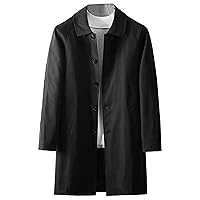 Men's Windbreaker Lapel Trench Coat Spring Fall Windproof Overcoat Casual Slim fit Single Breasted Long Jacket