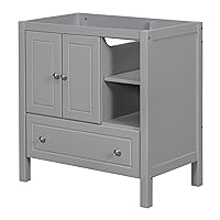 Merax Bathroom Vanity Cabinet Base Only, Storage Organizer with Drawer, Solid Wood Frame with Painted Finish, Center Undermount/Drop-in Sink Available (Not Included), 30