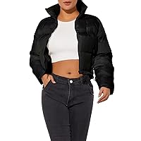 Hujoin Women's Crop Short Jacket Cropped Puffer Fashion Jackets for Women Warm Winter Lightweight Coat