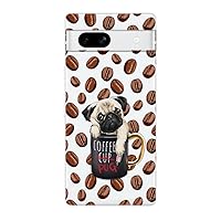 for Google Pixel 8a Case, Cute Pug Design with Coffee Pattern Adorable Dog Cartoon Animal Design Transparent Soft TPU Protective Clear Case (6.1 inch) (Coffee Pug)