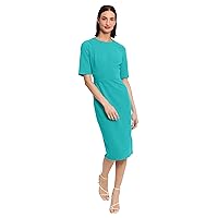 Donna Morgan Women's Curved Waist Seam Crepe Workwear Dress Career Office Desk to Dinner Event Occasion Guest of