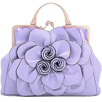 Women Top Handle Handbags 3D Floral Genuine Leather Tote Bags