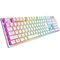 K77 Gaming Keyboard, Red Switches, Linear, Wired, Mechanical Keyboard, Quiet, Japanese Layout, RGB, USB, Thin, Heavy Duty Aluminum Top Plate, White