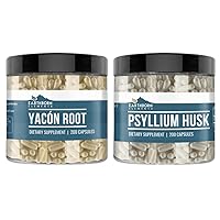 Earthborn Elements Psyllium Husk and Yacon Root Bundle, 200 Capsules, Pure & Undiluted, No Additives