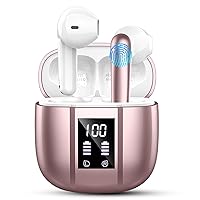 Wireless Earbuds Bluetooth 5.3 Earbuds Hi-Fi Stereo, 3g Bluetooth Headphones in Ear with 4 ENC Mic, 48Hrs USB-C LED Mini Charging Case Ear buds, IP7 Waterproof Earphones for Android/iOS, Rose Gold