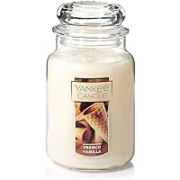 Yankee Candle French Vanilla Scented, Classic 22oz Large Jar Single Wick Candle, Over 110 Hours of Burn Time