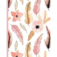 Feathered In Peach: 7.5x9.75in. 150-Sheet Collage Ruled Composition Notebook