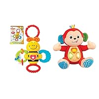 KiddoLab Play & Learn Bundle: Twist & Rattle Musical Bee Toy with Teething Ring & Melodic Monkey Plush - Interactive Toys for Babies 3 Months & Up.