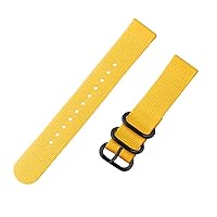 Clockwork Synergy - 2 Piece Heavy NATO Watch Band Straps - Yellow - PVD Black Hardware - 18mm for Men Women