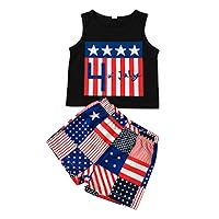 Toddler Boys Sleeveless Independence Day Outfits Baby Outfit Cold Shoulder T Shirt Checked Shorts Summer Clothes