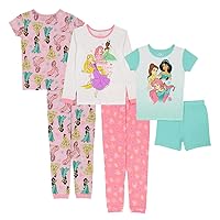 Disney Kids' Frozen | Princess | Minnie Mouse 6-Piece Snug-fit Cotton Pajamas Set