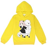 Cute Spy x Family Cartoon Hoodie Little Kids Cozy Long Sleeve Pullover Tops-Casual Hooded Sweatshirt for Daily Wear