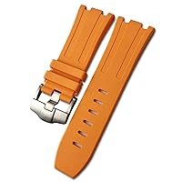 28mm Fluorine Bubber Silicone Waterproof Watchband for Audemars AP 15703 Bracelet 15710 Accessories Watch Strap (Color : Orange, Size : 28mm)