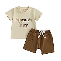 Karwuiio Toddler Baby Boy Summer Outfit Short Sleeve T-Shirt Tops Elastic Drawstring Shorts Set Baby Boys Clothes