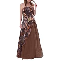 Woman's Strapless Camo and Tulle Wedding Guest Bridesmaid Dress Long