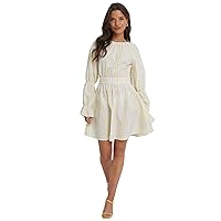 Elina fashion Women's Georgette Full Sleeve V-Neck A-Line Solid Printed Flowy Flare Boho Party Dresses