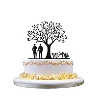 Gay wedding cake topper,Mr & Mr cake topper for groom gifts,tree acrylic cake topper