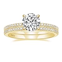 EAMTI 1.25CT 925 Sterling Silver Bridal Ring Sets Round CZ Engagement Rings promise rings for her wedding bands for Women Size 3-13
