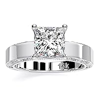 SP GOLD 2.50 CT Princess Diamond Moissanite Engagement Ring Wedding Ring Band Set Solitaire Silver Jewelry Setting For Women Anniversary Ring Gift