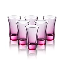 M&N HOME Pink Shot Glasses, 2 Oz Set of 6 Colored Shot Glasses, Whiskey Glasses, Tequila Shot Glasses, Cocktail Glasses, Round Shot Glasses (Ombre Pink Set)