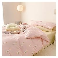 Bedding Sets, Bed Sheet Set Quilt Cover Pillowcase Four-Piece Piping Process Cotton Double-Layer Yarn Skin-Friendly Breathable Bedding Set (Color : B, Size : 1.2M Bed (3pcs))