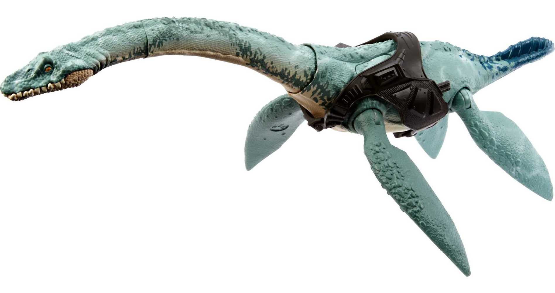 Jurassic World Dinosaur Toy, Elasmosaurus Gigantic Trackers Large Species Action Figure with Attack Motion and Tracking Gear, Digital Play