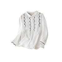 Women's Stand Collar 3/4 Sleeve Button-up Tunic Blouse