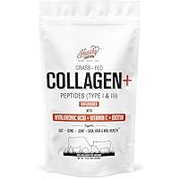 Collagen+ Powder - 18g Protein - Hydrolyzed Collagen + Biotin + Hyaluronic Acid & Vitamin C | Gluten Free No Sugar Non GMO 16 Oz