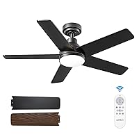 addlon Ceiling Fans with Lights, 42 inch Black Ceiling fan with Light and Remote Control, Reversible, 3CCT, Dimmable, Noiseless, Small Ceiling Fan for Bedroom, Farmhouse, Indoor/Outdoor Use
