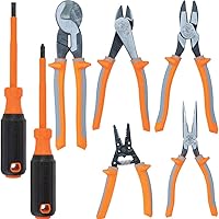 Klein Tools 9421R 1000V Insulated Plier Tool Set with 3 Pairs of Pliers, Cable Cutter, Wire Stripper, and 2 Screwdrivers, 7-Piece