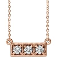 Sonia Jewels 1/3 Cttw Diamond Three 3 Stone Granulated Bar Charm Pendant