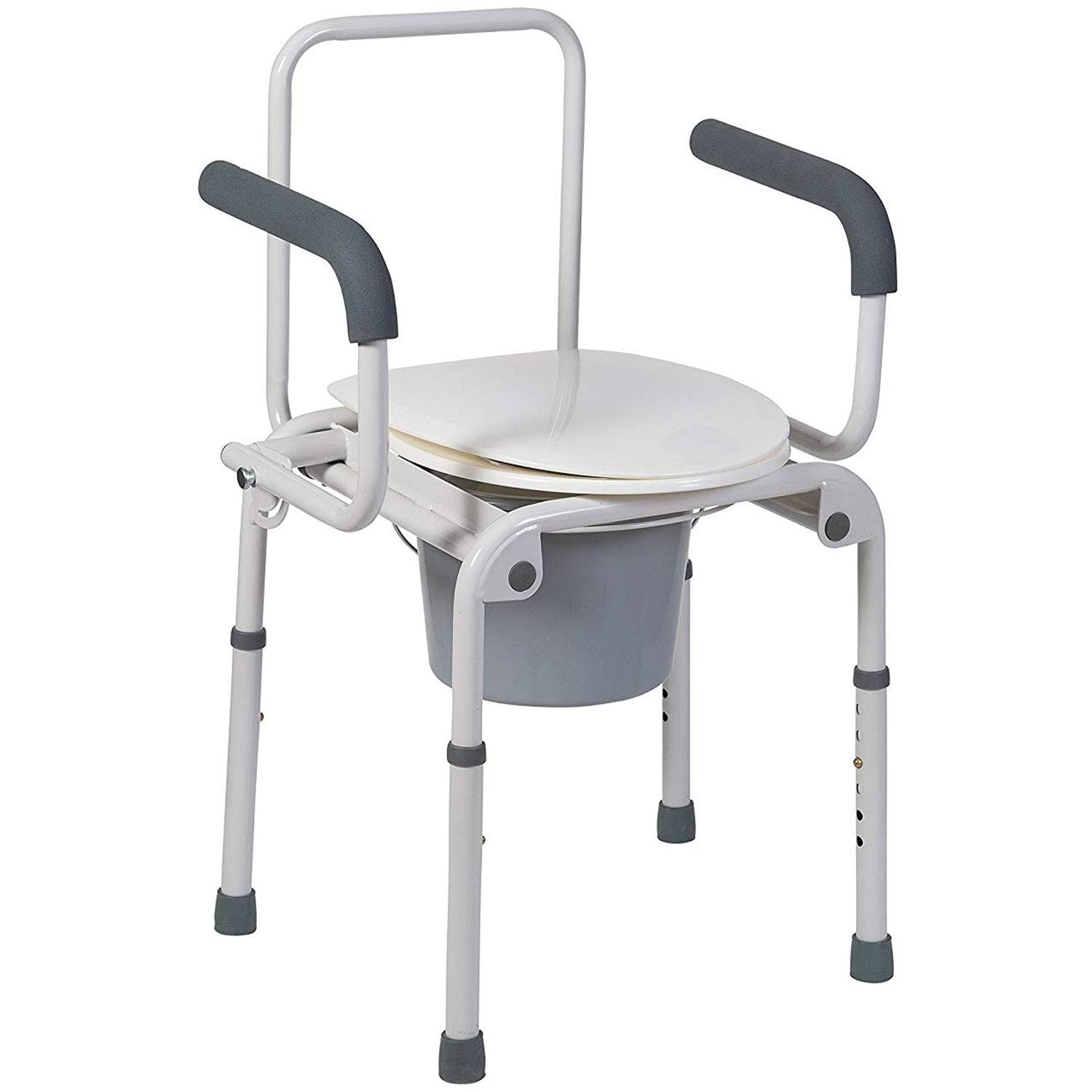 DMI Deluxe Commode for The Elderly, Drop Arm Commode for Easy Transfers, Portable Toilet for Adults, Steel Portable Toilet or Porta Potty, Easy No Tool Assembly, White