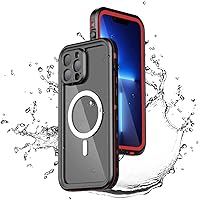 Case for iPhone 13 Pro, IP68 Waterproof Dustproof Shockproof Case, Built-in Screen Protector, Full Body Clear Protective Cover, Compatible with Magnetic Wireless Charger (Color : Red)