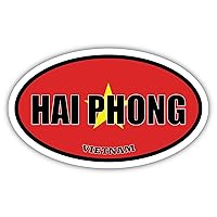 3x5 inches Magnet | Hai Phong Vietnam Flag Oval Magnet Construction Toolbox, Hardhat, Lunchbox, Helmet, Mechanic, Locker