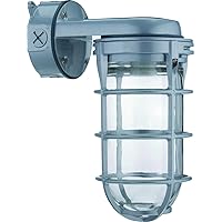 Lithonia Lighting VW150I M12 Incandescent Utility Vapor Tight Wall Lamp, Industrial Style Wall Light for Indoor and Outdoor Use, 150W, 120V, Includes Junction Box, Grey