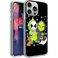 Phone Case Cover Compatible with iPhone Jack Skellington and Grinch Slim The Nightmare Clear Before Soft TPU Christmas for 15 Pro Soft TPU Clear Slim Transparent Silicone