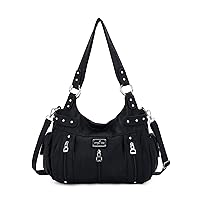 Angelkiss Large Purses and Handbags for Women Washed Faux Leather Crossbody Hobo Satchel Shoulder Handbag Tote Purse