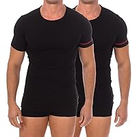 Sleek Bi-Pack Crew Neck T-Shirts in Men's Black