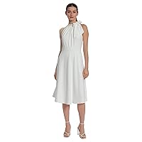 Maggy London Women's A-line Dress with Pleat Tuck and Bow Details at Halter Neck