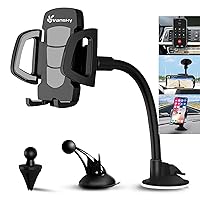 Car Phone Mount, Vansky 3-in-1 Cell Holder Air Vent Dashboard Mount Windshield for iPhone Xs Max R X 8 Plus 7 6S Samsung Galaxy S9 S8 Edge S7 S6 LG Sony and More